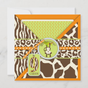 Oerwoud Monkey Nineth Birthday Invitation Oranje Kaart
