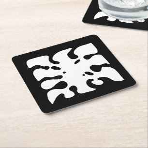 Oerwoud Monstera Leaf Pattern in Black and White Vierkante Kartonnen Onderzetter
