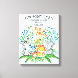 Oerwoud Nieuwe Baby Keepsake Geboortestatistieken  Canvas Afdruk