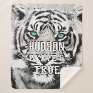 Oerwoud Nursery Bengal Tiger Blue Eyes Pattern Sherpa Deken