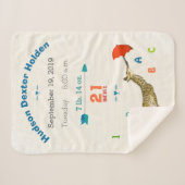 Oerwoud Nursery Flying Giraffe Baby Boy Birth Stat Sherpa Deken (Voorkant (horizontaal))