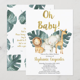 Oerwoud Oh Baby Safari Baby shower Boy Uitnodiging