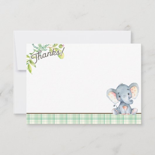 Oerwoud olifant Baby shower bedankkaart (Voorkant)