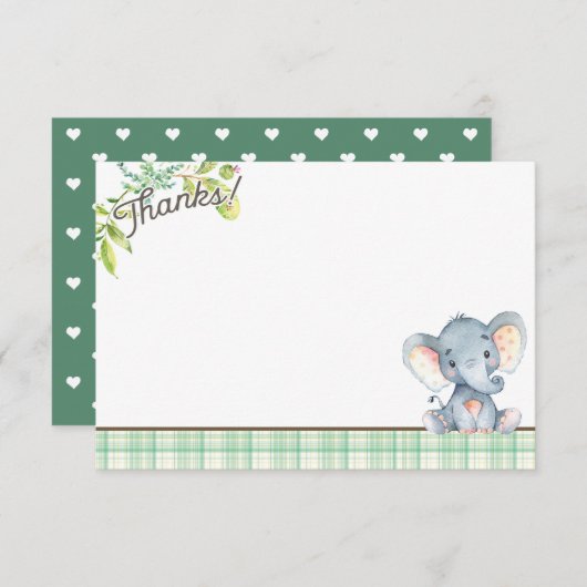 Oerwoud olifant Baby shower bedankkaart (Voorkant / Achterkant)