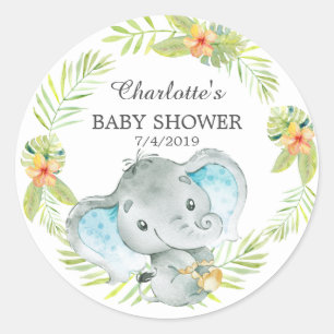 Oerwoud olifant Baby shower dank u gunst Ronde Sticker