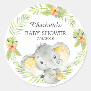 Oerwoud olifant Baby shower dank u gunst Ronde Sticker