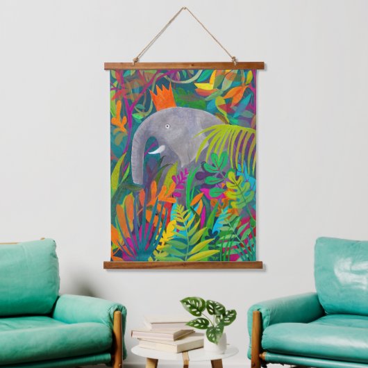 Oerwoud olifant hangend wandkleed (Woonkamer)