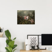 Oerwoud Orchideeën en levende vogels Poster (Thuiskantoor)