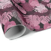 Oerwoud paarse natuur bloemenmonstera bladontwerp cadeaupapier (Rol Hoek)