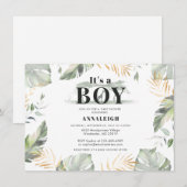 Oerwoud Palm Leaves Baby shower Kaart (Voorkant / Achterkant)
