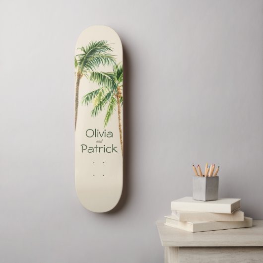 Oerwoud palmwaterverf tropisch skateboard (Muurkunst)