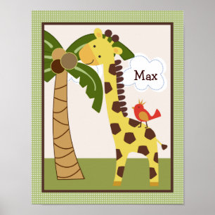 Oerwoud Pals Giraffe Gepersonaliseerd KunstPoster Poster