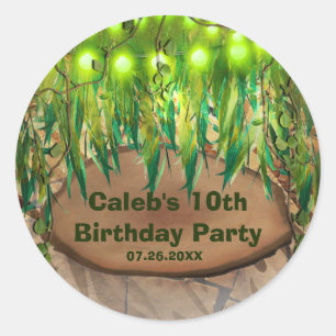 OERWOUD PARTIJEN bladeren en dieren afdrukken Ronde Sticker