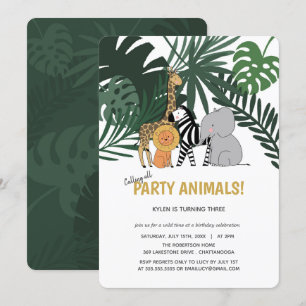 Oerwoud Party Animals Safari Kids Birthday Kaart
