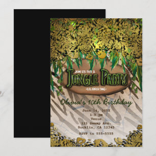 OERWOUD PARTY Gold Glam Animal Print Invitations Kaart