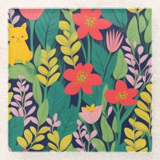 Oerwoud patroon glazen onderzetter (Voorkant)