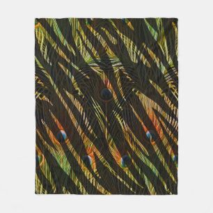 Oerwoud Patroon Zebra Strepen en Pauw Veren Fleece Deken
