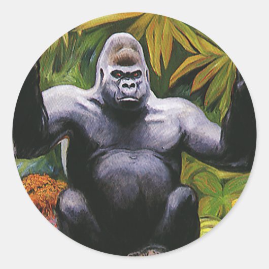  Oerwoud primaat, Silverback Lowland Gorilla Ronde Sticker (Voorkant)