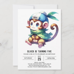 Oerwoud Printable Monkey Birthday Kaart