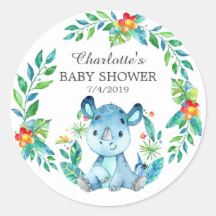 Oerwoud Rhino Baby shower Dank u voor Sticker