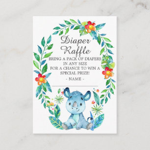 Oerwoud Rhino Baby shower Diaper Raffle Informatiekaartje