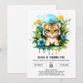 Oerwoud Roar Tiger Boy Verjaardagsuitnodiging Kaart (Voorkant / Achterkant)