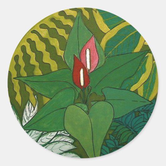 Oerwoud Ronde Sticker (Voorkant)