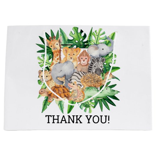 Oerwoud Safari 1e verjaardag Dank u Groot Cadeauzakje (Voorkant)