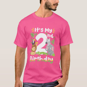 Oerwoud Safari 2e verjaardag dierentuin twee jaar T-shirt