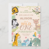 Oerwoud Safari Adventure Party 1e verjaardag Kaart (Voorkant)