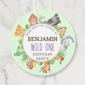 Oerwoud Safari Animal 1st Birthday Party Dank u Bedankjes Labels (Achterkant)