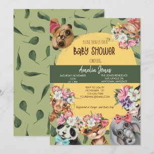 Oerwoud Safari Animal Baby shower Invitation Postc Kaart