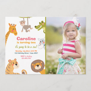 Oerwoud Safari Animal Birthday Party Invitation Kaart