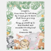 Oerwoud Safari Animals - Aangepaste berichtnota Fleece Deken (Voorkant)