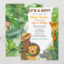 Oerwoud Safari Animals Baby Boy Shower 