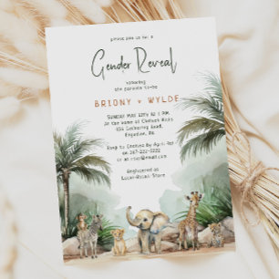 Oerwoud Safari Animals Baby Gender Reveal Kaart