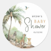 Oerwoud Safari Animals Baby shower Ronde Sticker (Voorkant)