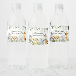 Oerwoud Safari Animals Baby shower Waterfles Etiket
