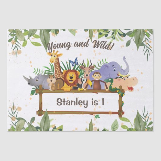 Oerwoud Safari Animals Forest Custom Birthday Tissuepapier (Voorkant)