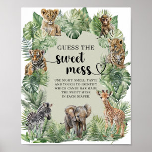 Oerwoud Safari Animals Guess The Sweet Mess spel Poster