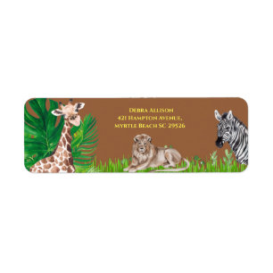 Oerwoud Safari Animals Return Address Label