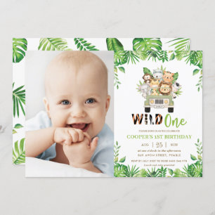 Oerwoud Safari Auto groen Verjaardag Wild Een foto Kaart