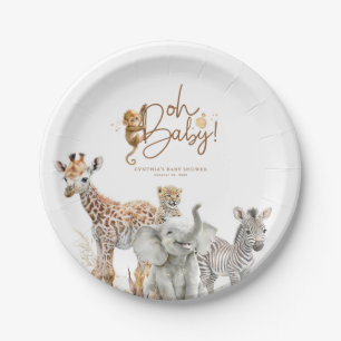 Oerwoud Safari Baby shower Brown Papieren Bordje