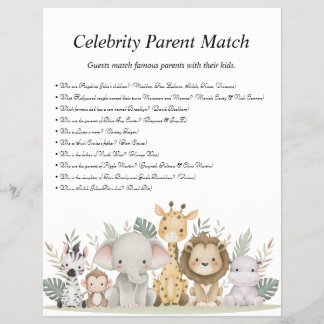 Oerwoud Safari Baby shower Games Flyer