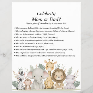 Oerwoud Safari Baby shower Games Flyer