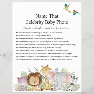 Oerwoud Safari Baby shower Games Flyer