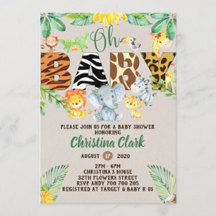 Oerwoud Safari Baby shower Genderneutraal Kaart