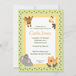 Oerwoud Safari Baby Shower Invitaties 5 x 7 formaa Kaart
