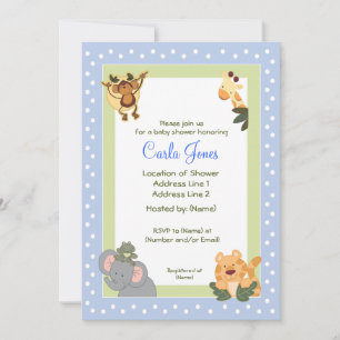 Oerwoud Safari Baby Shower Invitaties 5 x 7 formaa Kaart