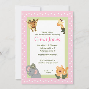 Oerwoud Safari Baby Shower Invitaties 5 x 7 formaa Kaart